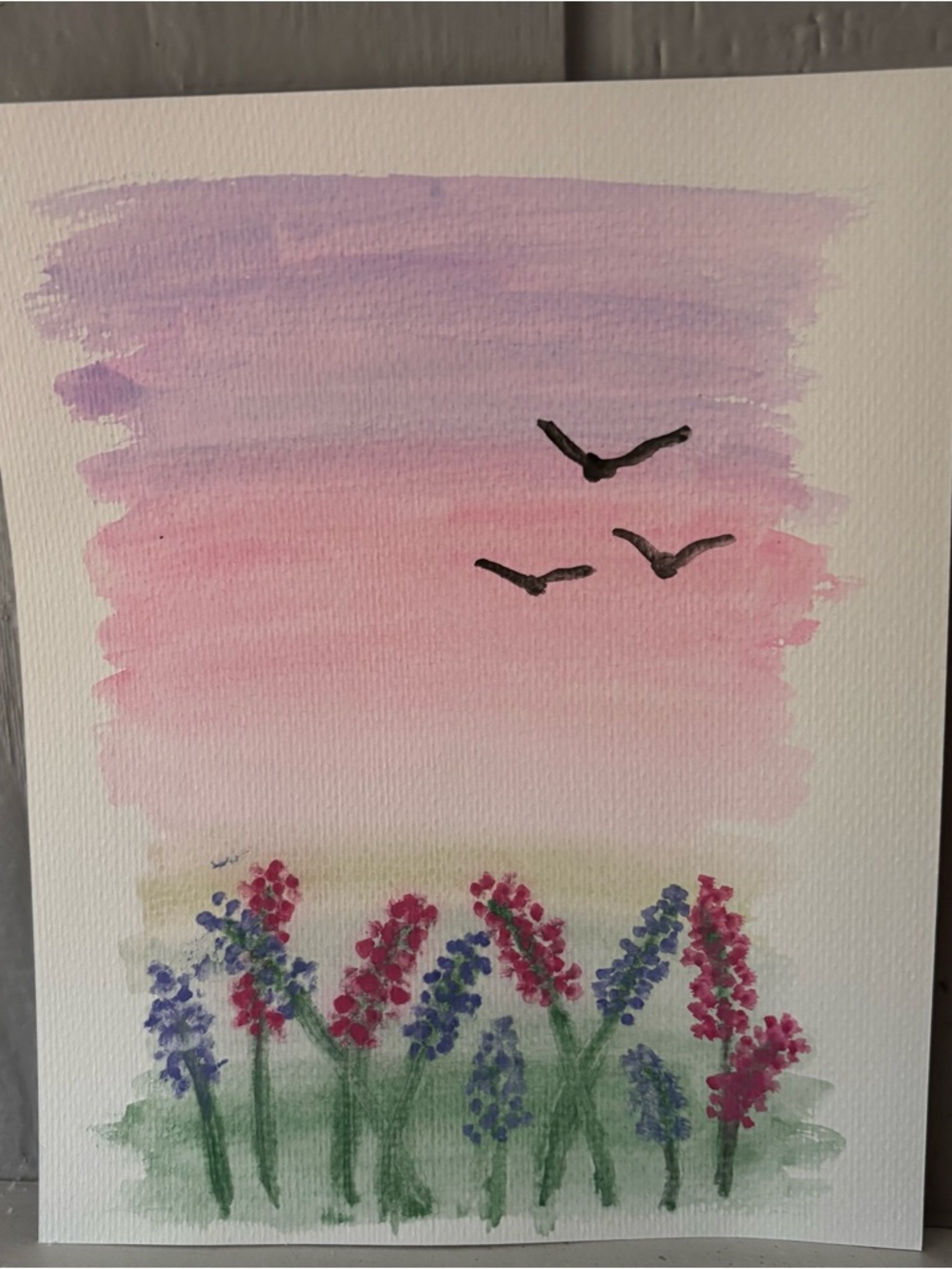 Watercolor Floral Sunset in Pink and Purple